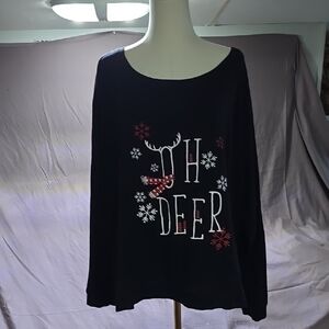Festive Black Sweater with Red and White Design